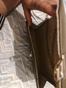 Stylish Grey Clutch with Gold Chain