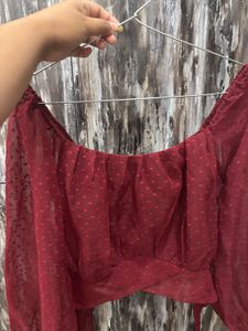 Sheer Red Heart Dot Blouse