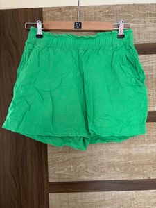 Bright Green Casual Shorts