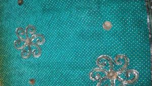 Teal Sequined Saree