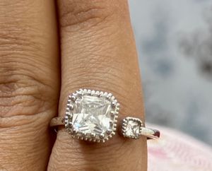 Adjustable Sparkling Princess Cut Ring
