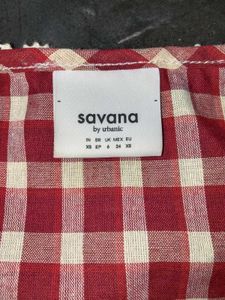 Cute Red Checkered Cottagecore Gingnam Top