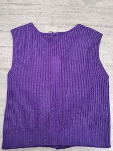 Nuon Cute Purple Ribbed Top/Vest Sweater