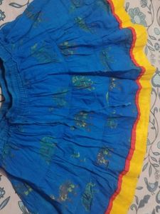 Bohemian Blue Printed Ethnic Skirt for baby girls