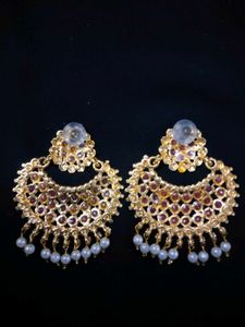 Beautiful Gold Plated Earrings with Red Stones