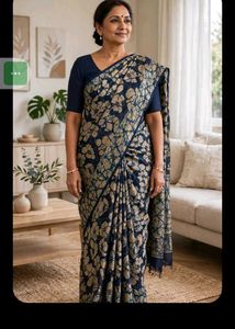 Elegant Navy Floral Saree