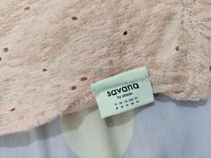 Chic Pink Eyelet Ruched Crop Top