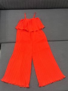 Orange Pleated Jumpsuit