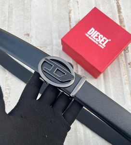 Diesel Black Leather Belt with Silver Buckle