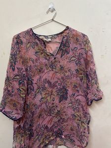 Pink Floral Print Kurta