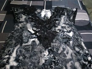 Stylish Black &amp; White Print Top with Lace Detail