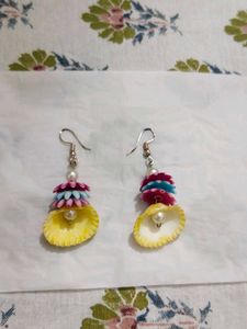 Unique Shell & Bead Dangle Earrings