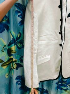 White Nehru Jacket with Black Trim