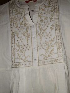 Elegant White Embroidered Tunic Top