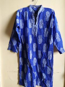Hand-Block Printed Blue Cotton Kurta