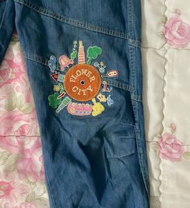 Unique Denim Pants with Fun Patches