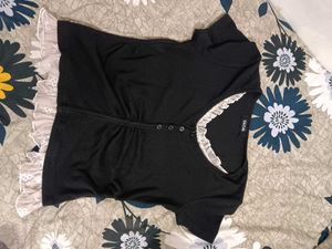 Black Lace Trimmed Cottagecore Top