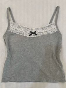 Grey Lace Top/cami with built in bra
