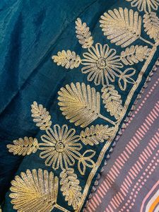 Saree with stitched blouse Elegant Embroidered Sil