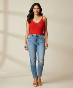 Red Crochet Knit Tank Top