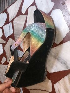 Sparkly Rainbow Wedge Sandals