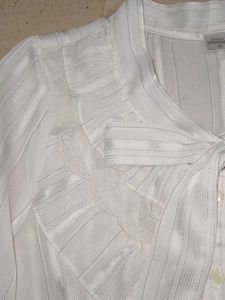 White Sheer Ruffle Blouse