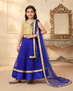 Girls Royal Blue Lehenga Choli