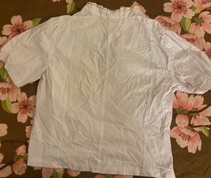 White Casual Button-Up Top