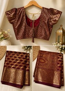 Maroon Jacquard Silk Saree