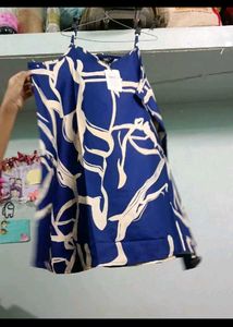 Stylish Blue Abstract Print Camisole Dress