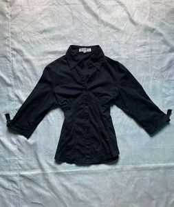 Y2k Black Fitted Button-Up Shirt