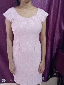 Elegant Light Pink Textured Dress