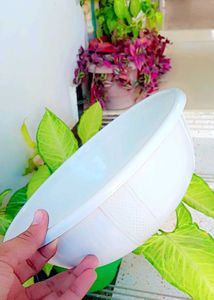 2 White Plastic Baskets