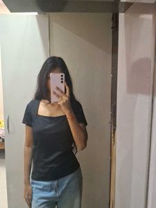 Stylish Black Square Neck Top