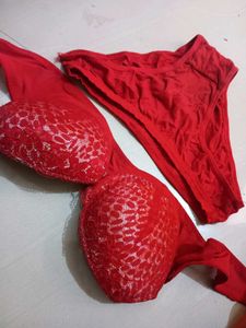 Red Lace Bra Set New