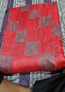 Elegant Red &amp; Grey Checkered Saree