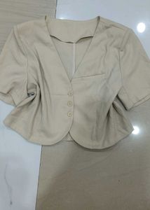 Beige Cropped Blazer,formal jacket