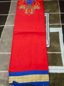 Embroidered unstitched Red Kurta Set