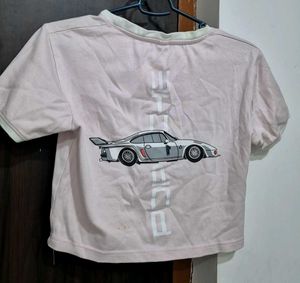 Pink Porsche Cropped T-Shirt
