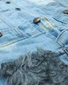 Denim Jacket with Fur Trim