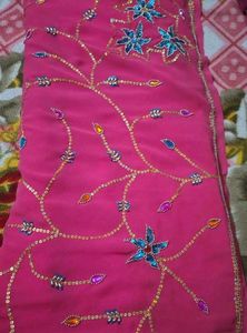 Beautiful Embroidered Pink Saree
