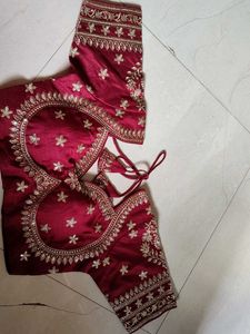 Maroon Embroidered Saree Blouse