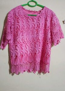 Pink Lace Cropped Top