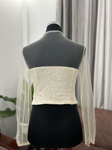 Sheer Sleeve Lace Corset Top