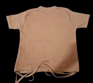 Causal Wear |Brown| Crop Fitted Top
