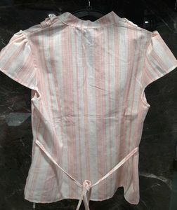 Chic Striped Ruffle V-Neck Top