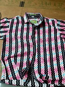 Retro Striped Knit Button-Up Shirt