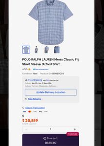 Ralph Lauren Gingham Short Sleeve Shirt