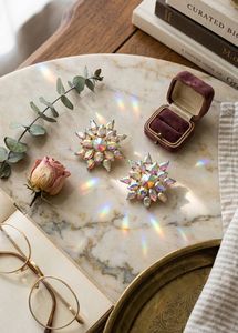 New Sparkling Starburst Crystal Earrings