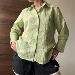 Light Green embroidered Button-Up Shirt